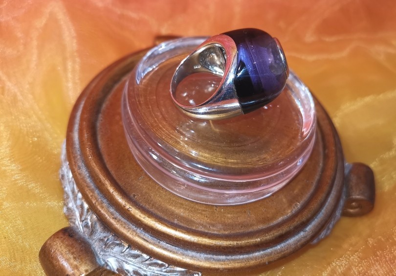 NEW Large Purple Cabochon Ring 23.7 gr. 925 Sterling Silver Size 9 – 9.5 in Box
