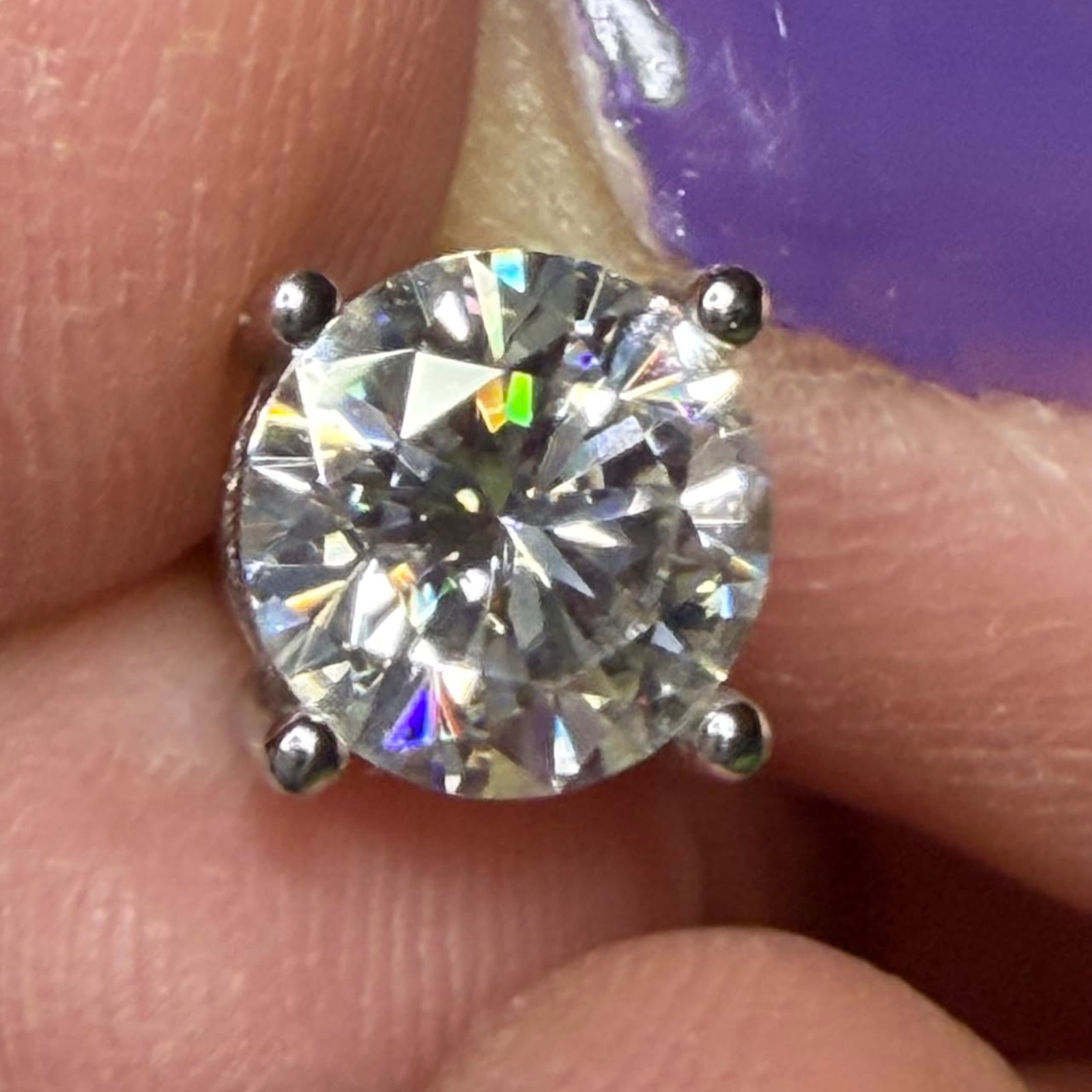 2 Pair GRA Certified VVS1 Round Halo Moissanite Stud Earrings White Gold