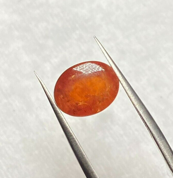 5.06 CTS TRANSPARENT NATURAL ORANGE SPESSARTITE GARNET, CAB 10.6 X 8.33 X 5.65MM