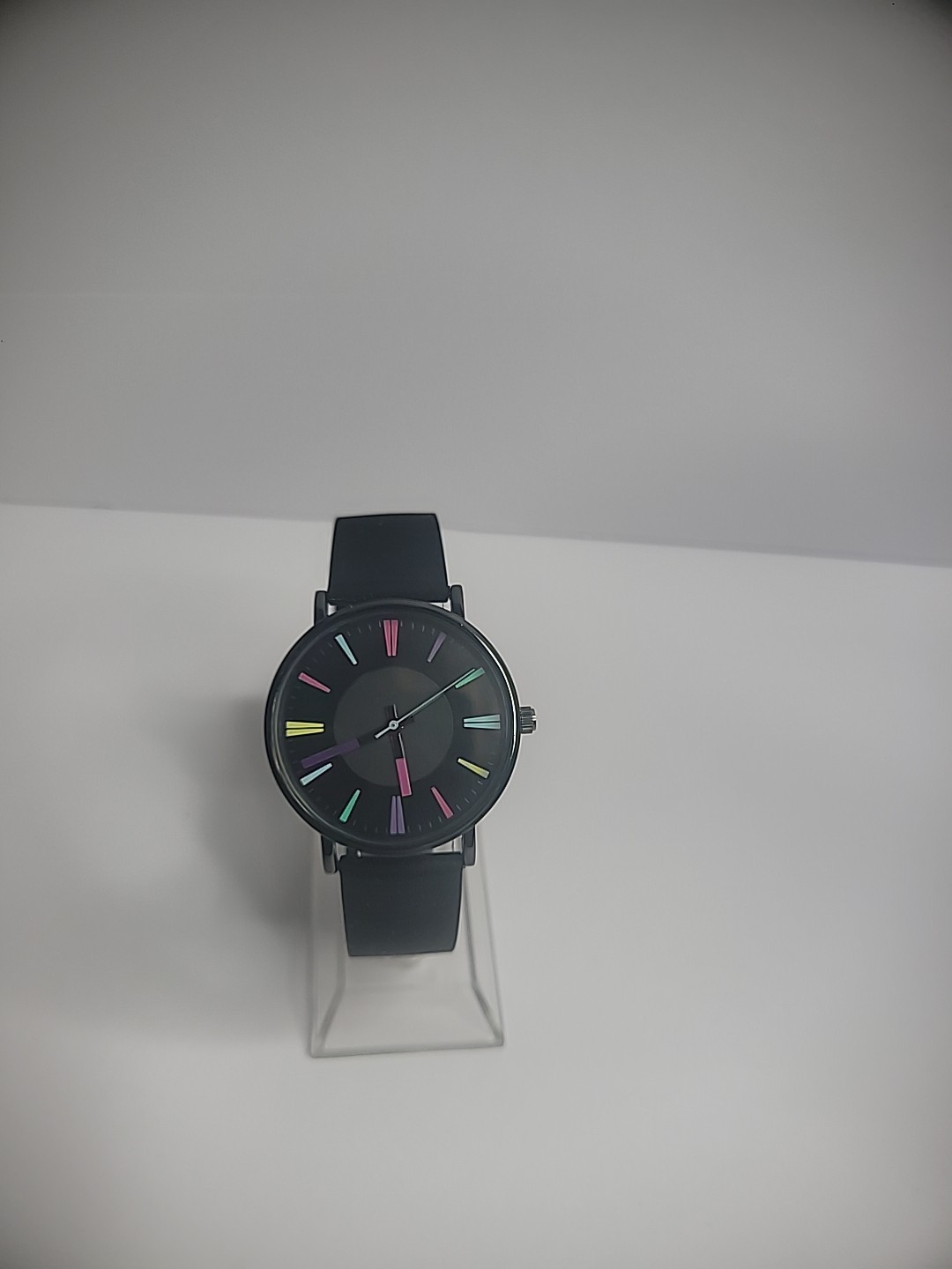 Wristwatch Womens Mens Black Pink Blue Black Band New Battery