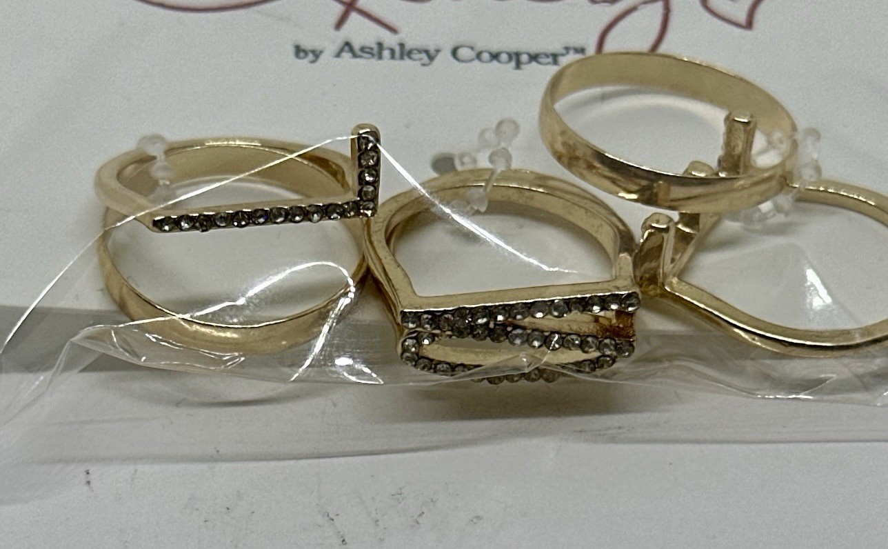 New Ashley Cooper Rhinestone LOVE Rings Mixed Sizes Packaged