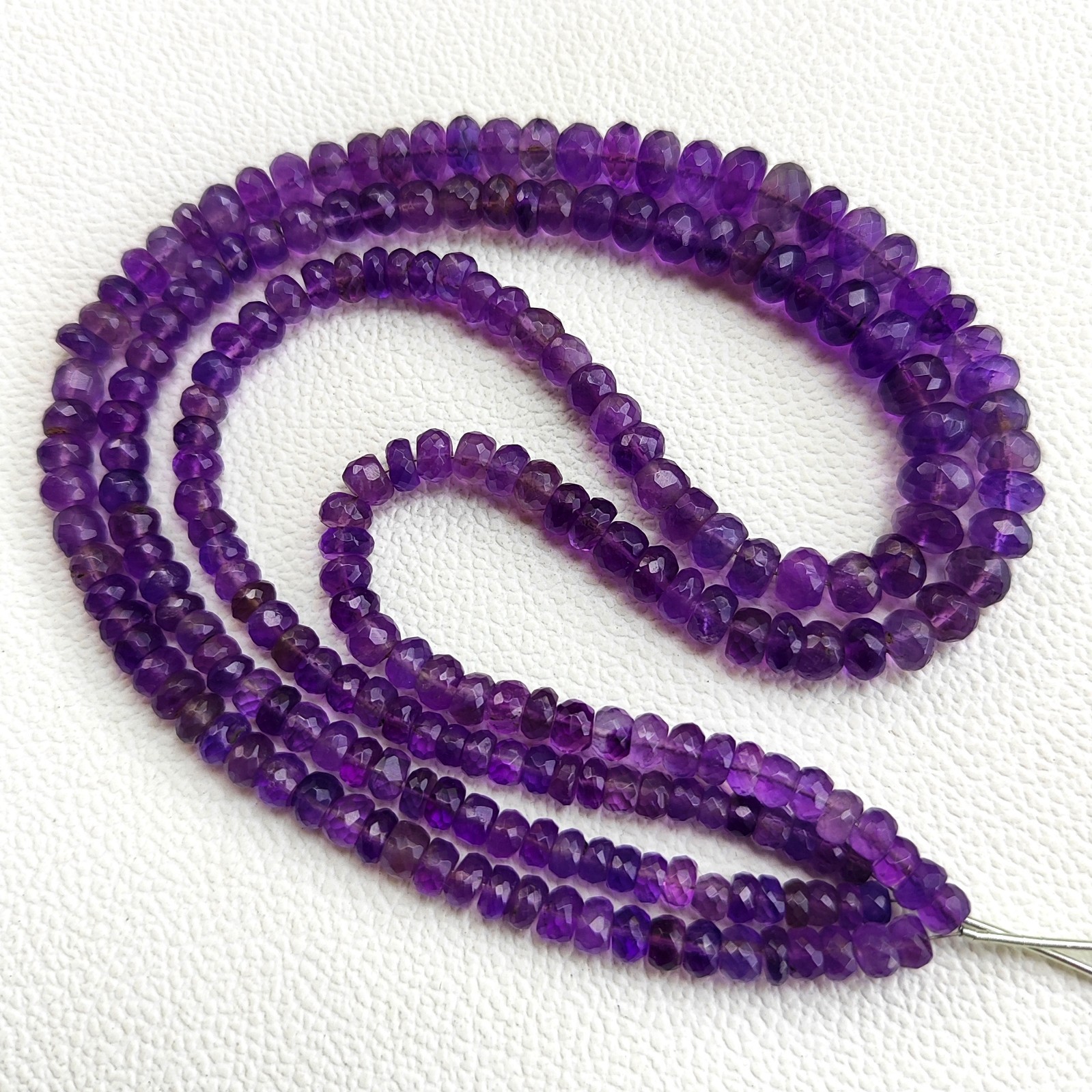 5-8mm Brazil Amethyst Faceted Rondelle Beads 16″ Strand Natural Purple Gemstone