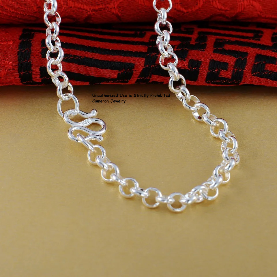 Pure 999 Fine Silver Necklace Men Women 3mm-8mm Cable Rolo Link Chain 18-30in