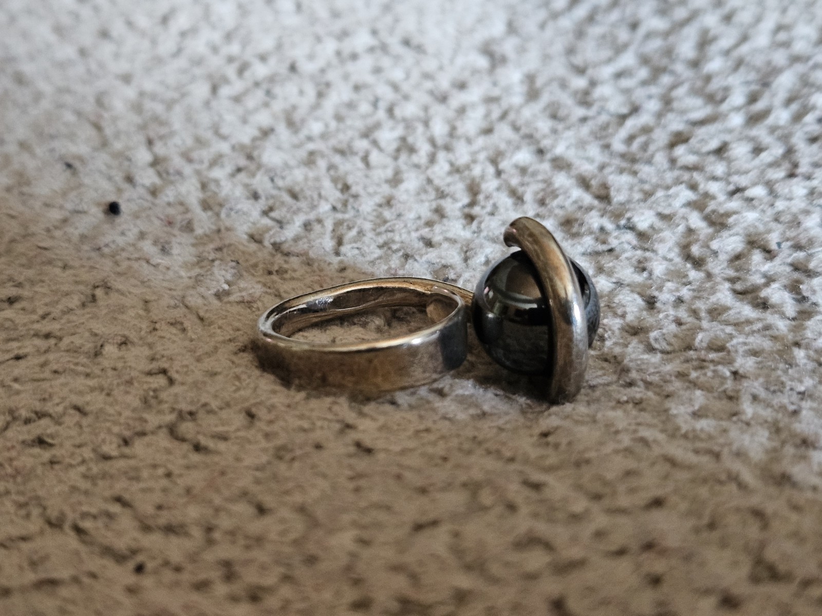 SUSAN CUMMINGS 1980’s Rare Sterling Orbital Swirl Statement Ring Hematite Size 6