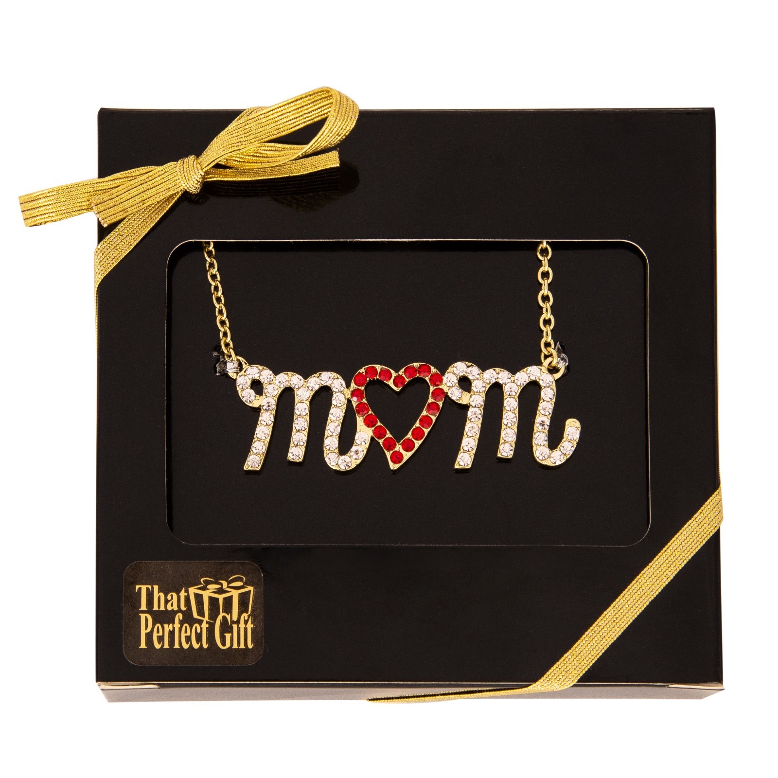 Mom Heart Pendant Necklace in Gift Box – Silver Mom Jewelry Christmas Gift
