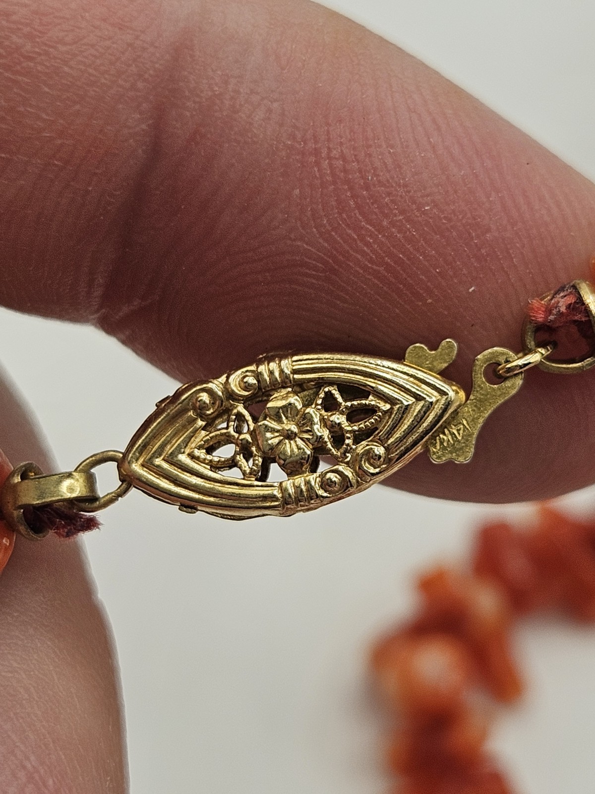 14K Gold Natural Red Coral 60″ Long 114g Multi Strand Necklace Runway Statement