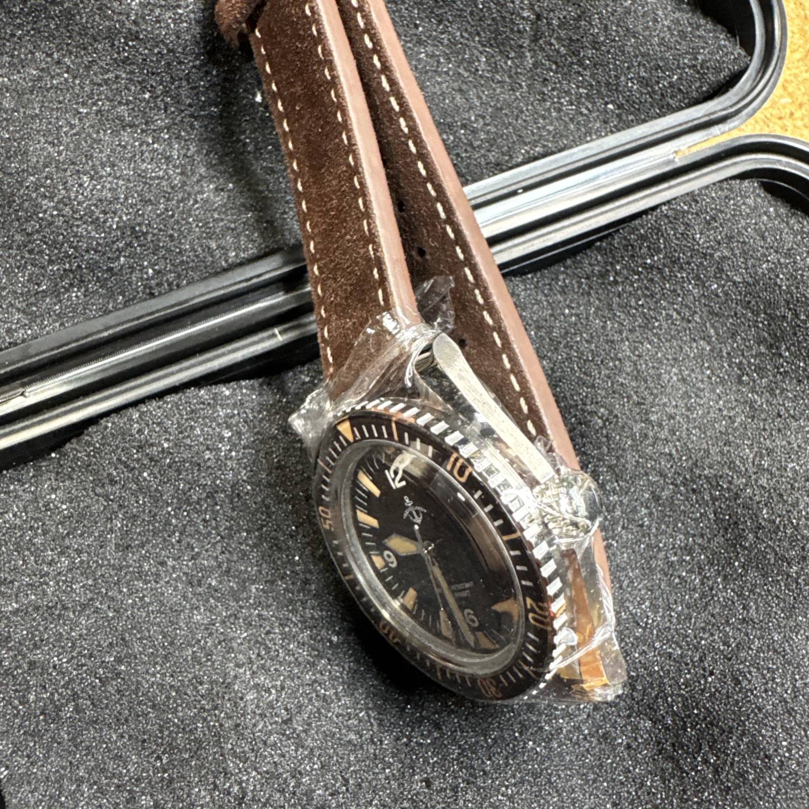 Heimdallr Men’s Diver Watch Brown Dial 200M Leather Strap New