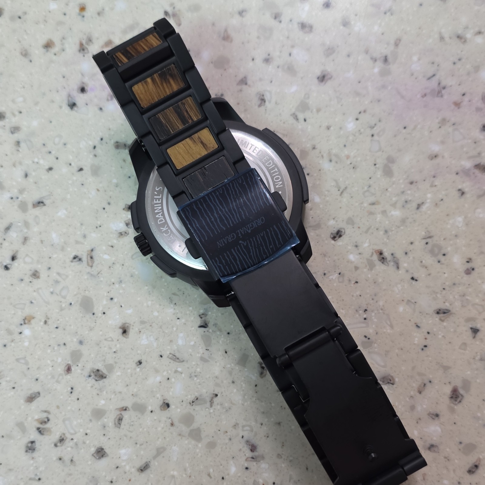 Original Grain Old No. 7 Limited Edition Quartz Date Black/Whiskey Barrel Wood