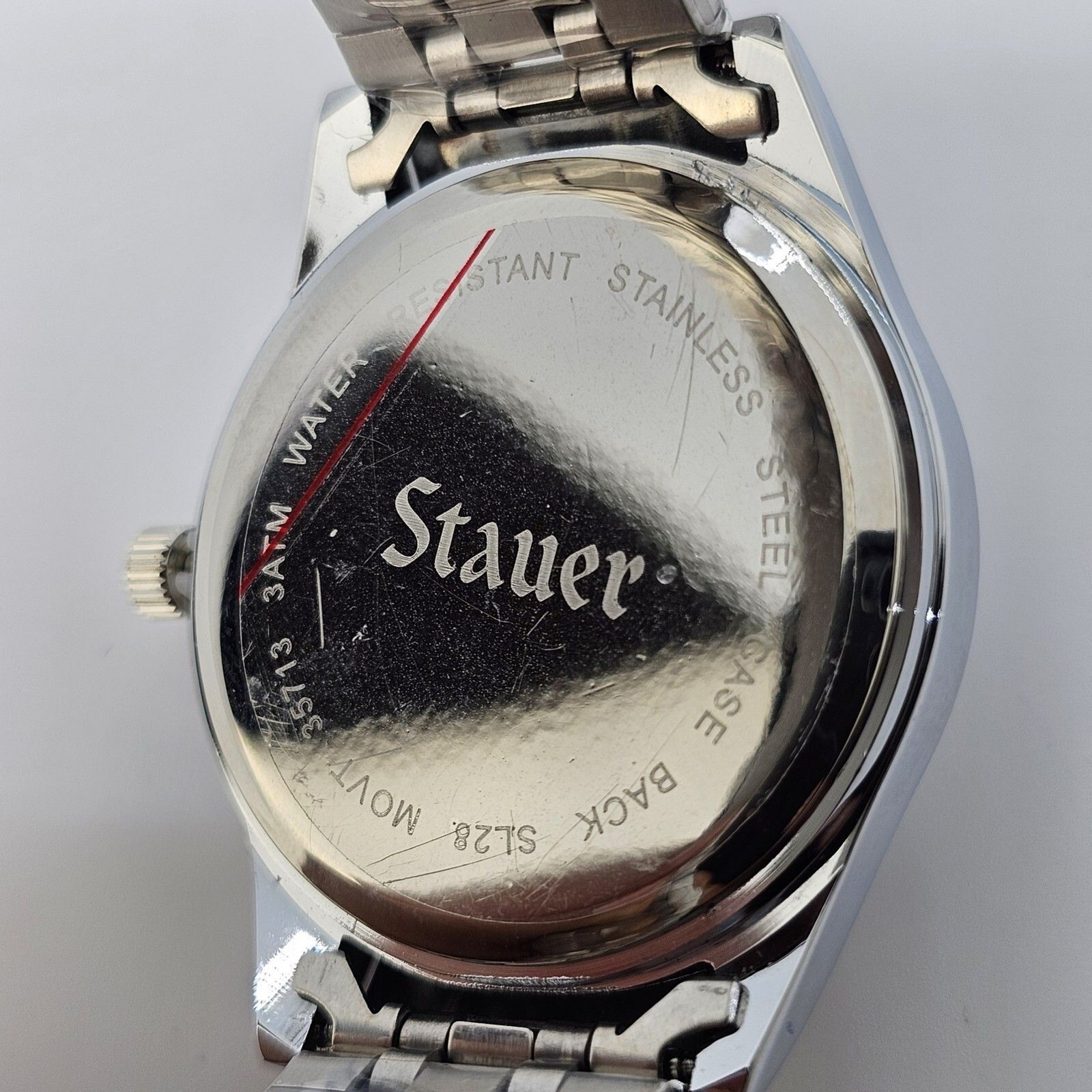 Stauer Men’s Watch 40MM Roman Numerals Blue Dial Day Date Gray Bracelet Band 8″