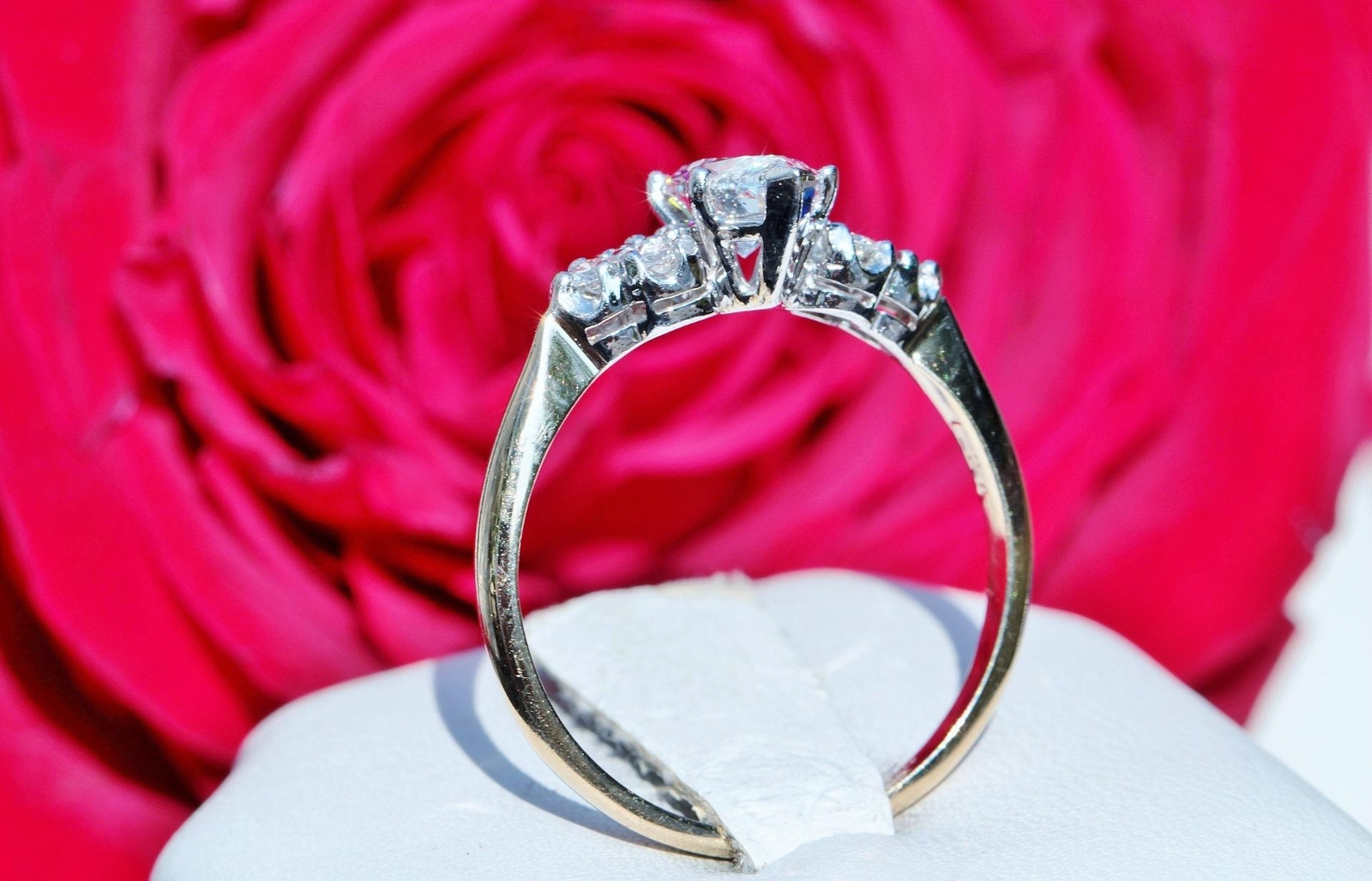 14k yellow gold 1.24ct natural diamond engagement ring sz 8.75 vintage 3.0g C-48