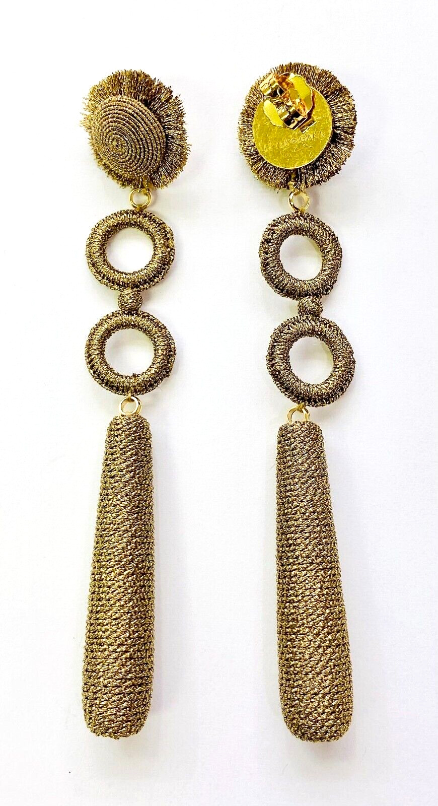 HSN Leyla Gans Gold Tone Amelie Wrapped Cord Drop Earrings