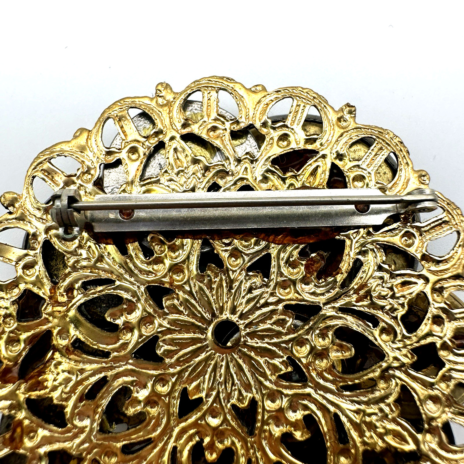 Victorian Steampunk Gothic Button Collage Assemblage Cluster Brooch Locket Pin
