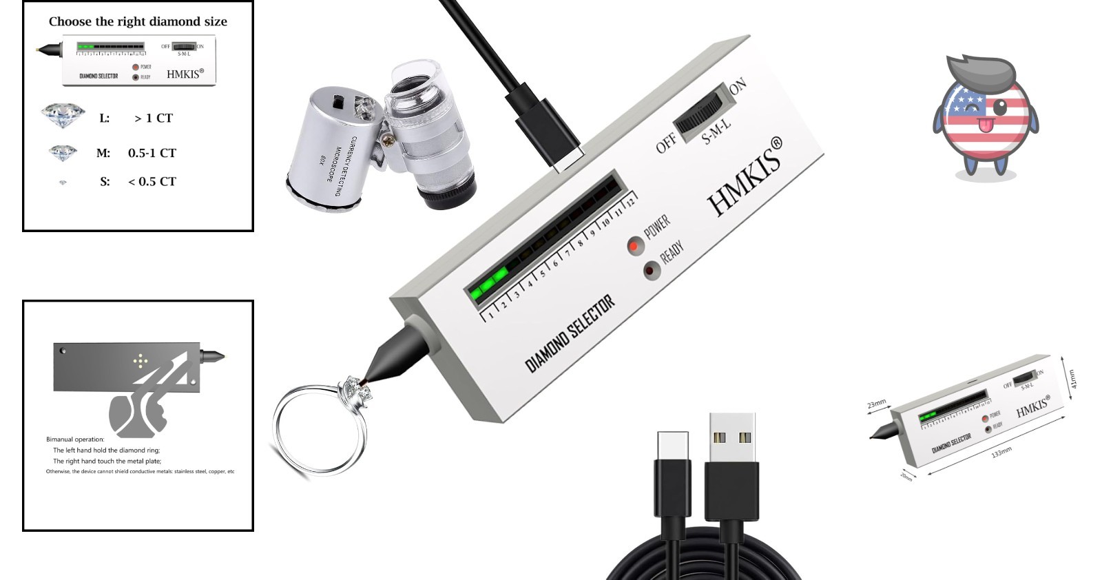 Professional Diamond Tester Pen & 60X Loupe Magnifier – Accurate and Compact