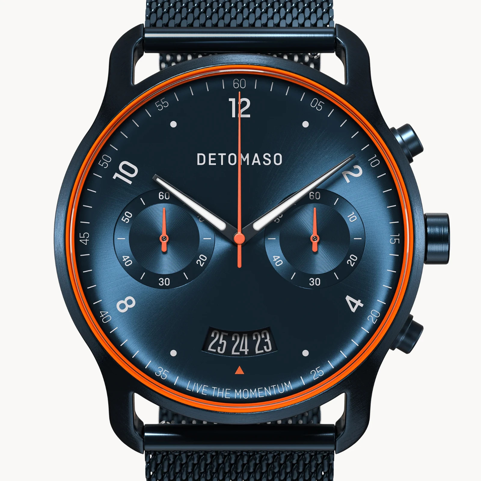 DETOMASO SORPASSO CHRONOGRAPH VELOCITÀ BLUE ORANGE 42mm (MESH) MSRP $219 🔥NEW🔥