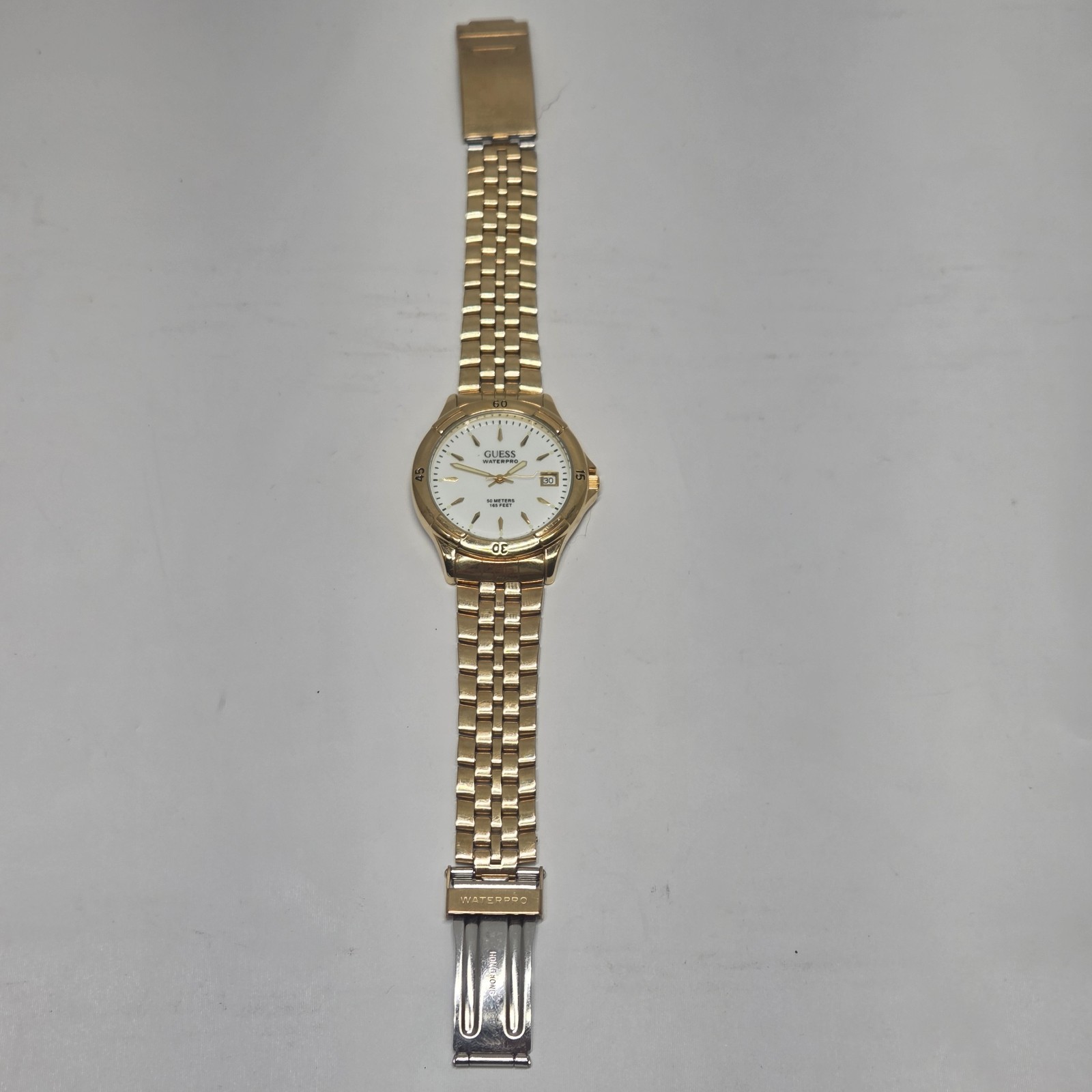 Guess Waterpro White Face Watch 50 Meters 165 Feet Water Resist New Battery