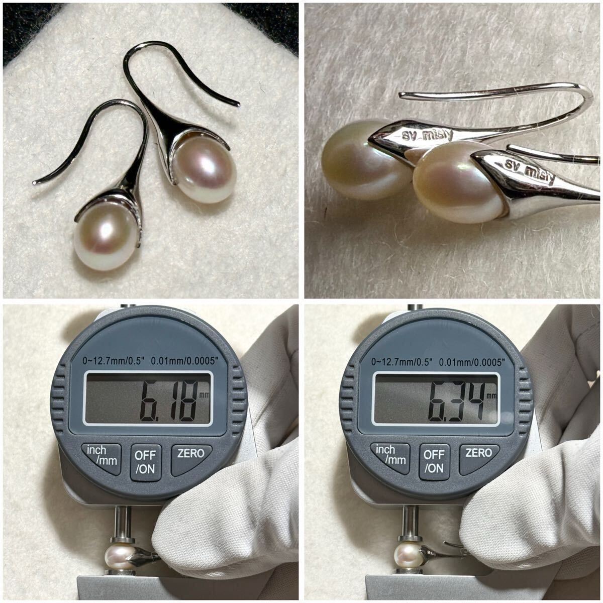 misty Real pearl necklace lariat 6.40-6.50mm 92cm Silver clasp From Japan