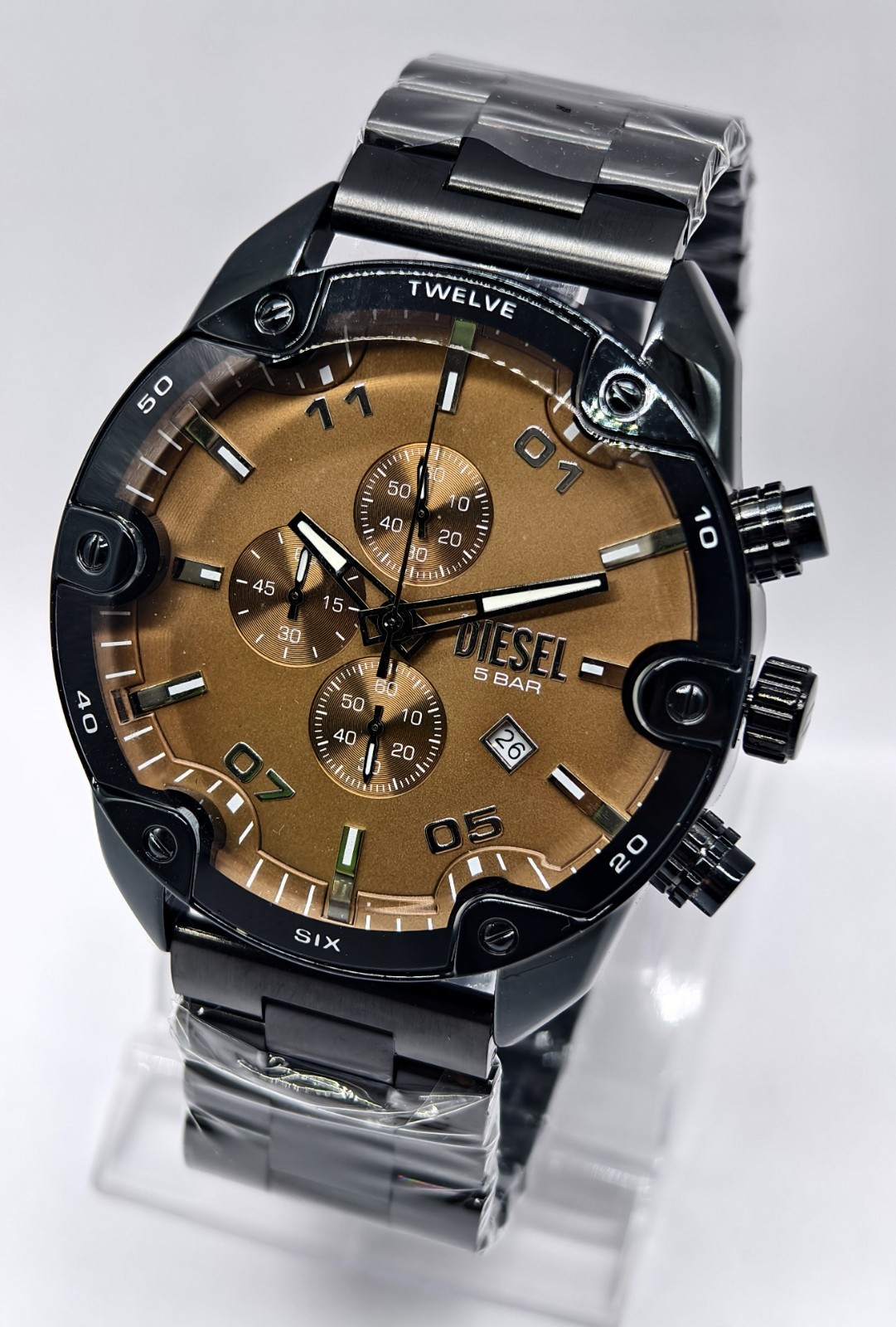 Awesome Diesel Spiker ”ONLY THE BRAVE” Chronograph Quartz Men’s Wrist Watch