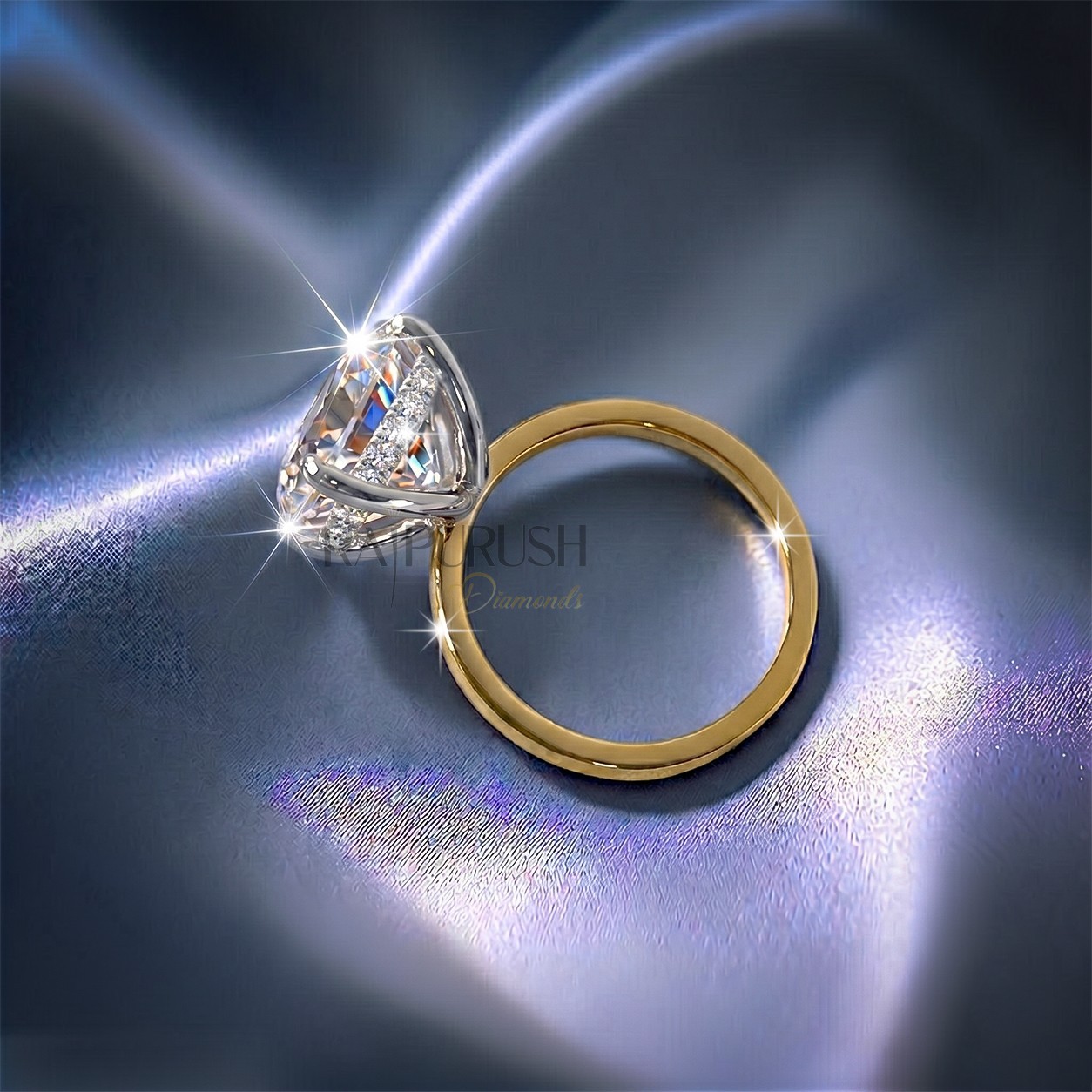 5Ct Round Moissanite Engagement Ring Hidden Halo VVS1 14K Gold Plated Silver
