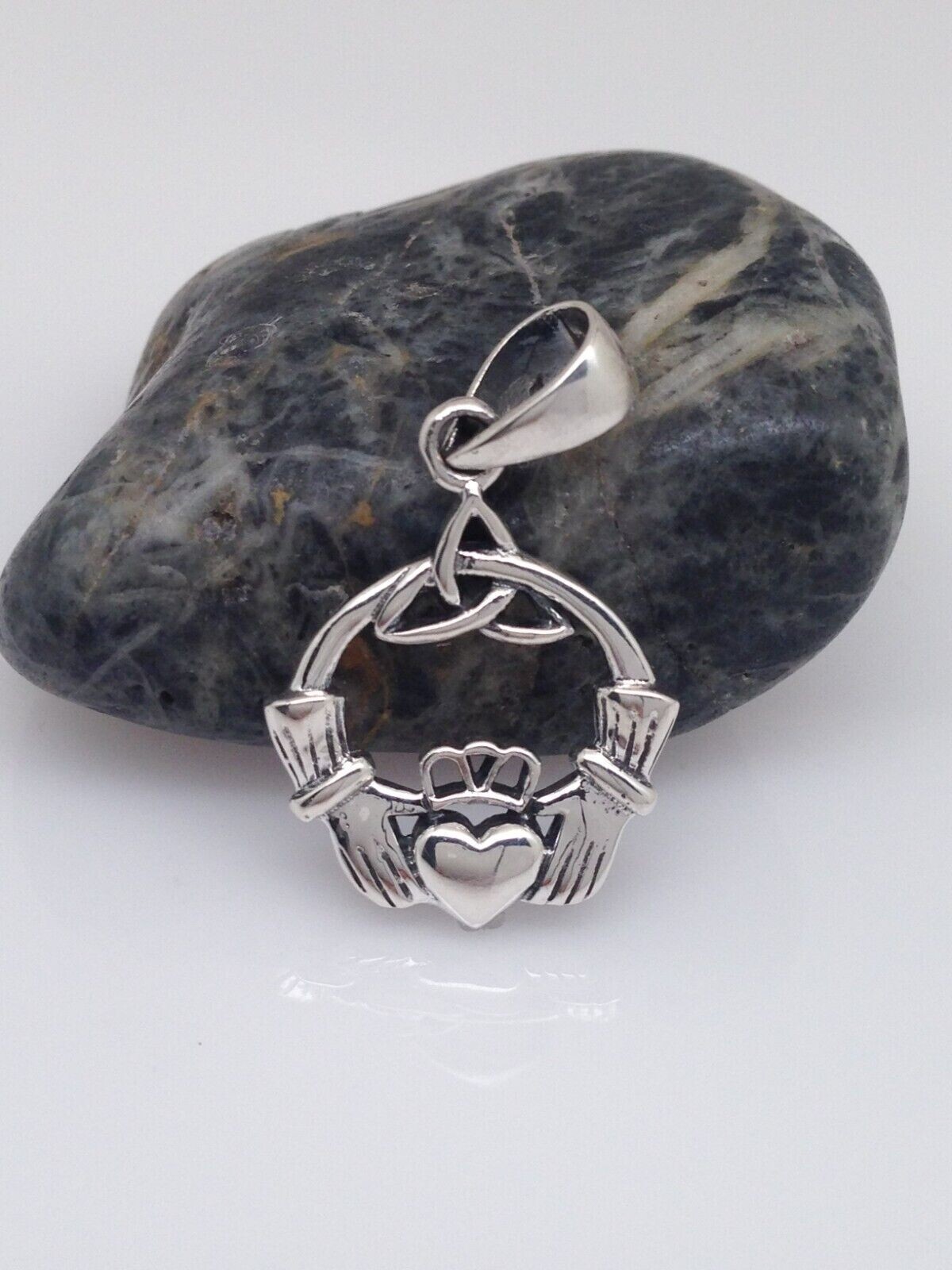 925 Sterling Silver Celtic Claddagh Pendant Men Women 19mm(0.75″)/28mm(1.1″)
