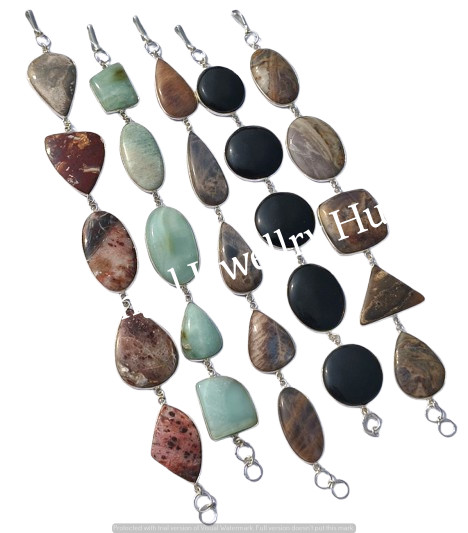 Onyx & Mix Gemstone Bracelets 925 Sterling Silver Plated Wholesale Lot Jewellery