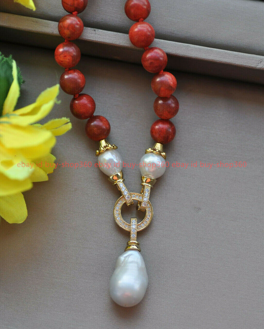 14mm Natural Red Coral White Keshi Baroque Pearl Necklace 26&48in 4 Strand