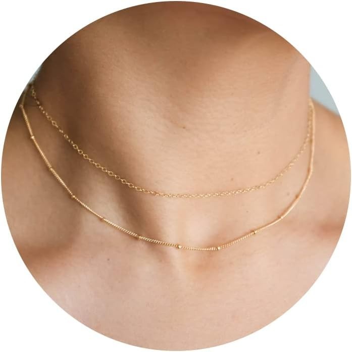 Trendy Dainty 14k Gold Plated Beaded Necklace – Versatile for Every Occasion
