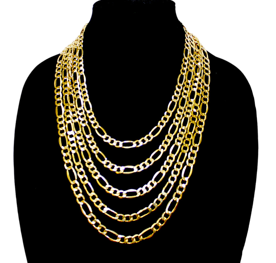10K Yellow Gold 2mm-8mm Figaro Chain Necklace All Sizes Real Gold Men Women