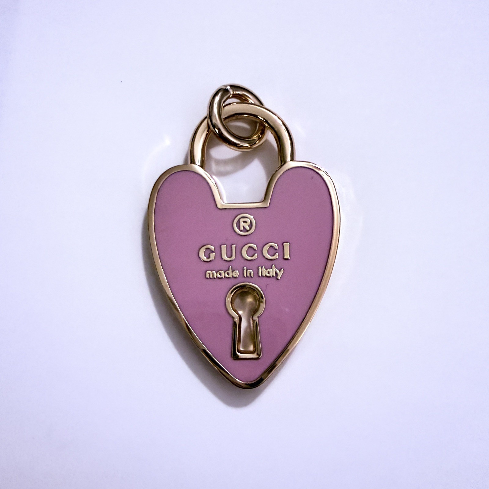 Designer GG Zipper Pull Charm Gold Tone & Pink Pendant