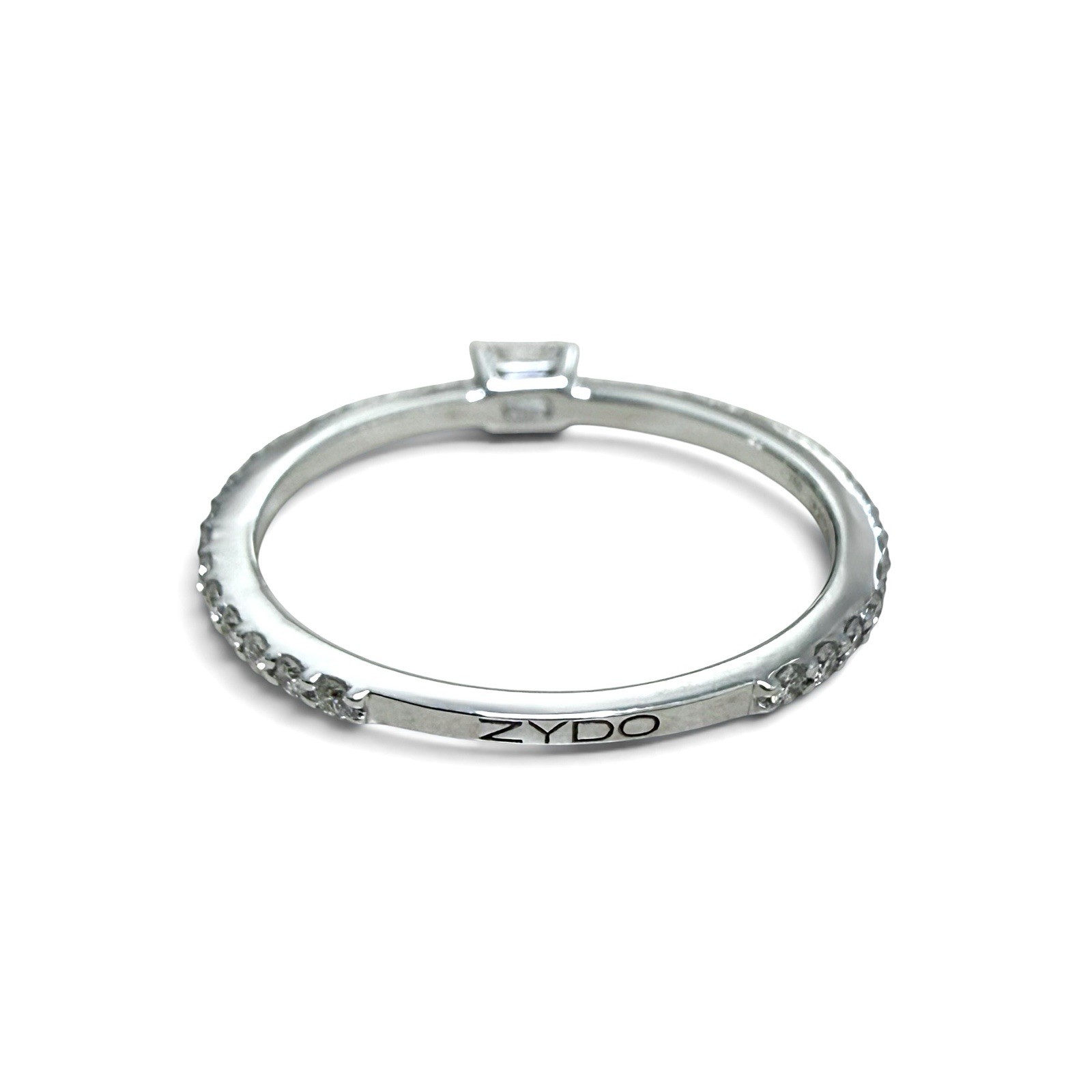 ZYDO Italy “Luce Scintillante” 18K White Gold Natural Emerald Cut Diamond Ring