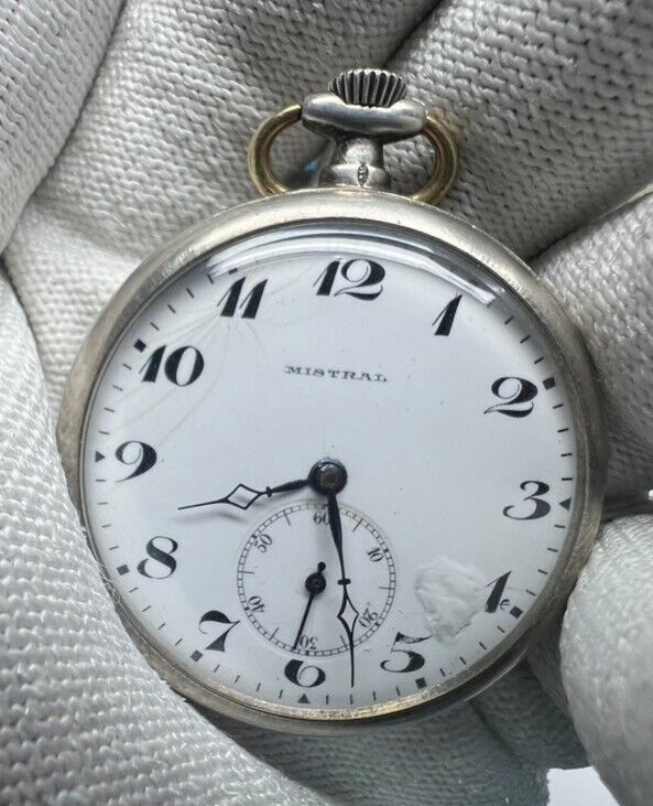 Mistral pocket watch silver 0.900 case 41.2 mm need service