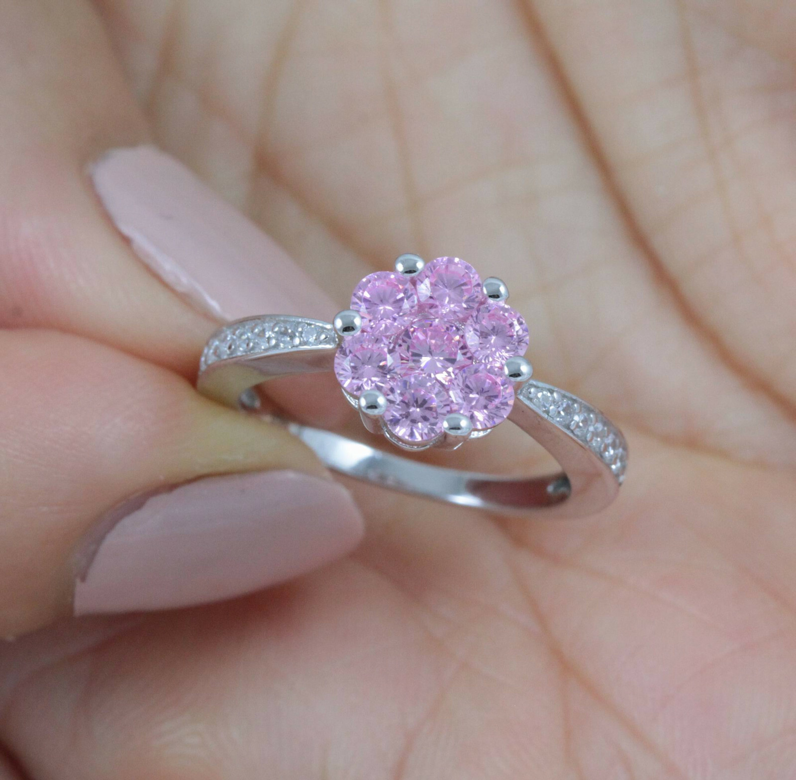 Pink Sapphire 925 Sterling Silver CZ Engagement Ring Wedding Band Sz 3-15 SR5156