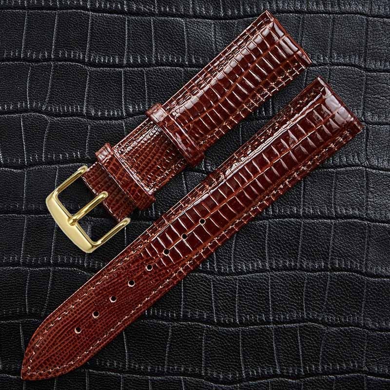 Leather Watch Strap Lizard Pattern Pin Buckle 12mm 14mm 16mm 18mm 20mm