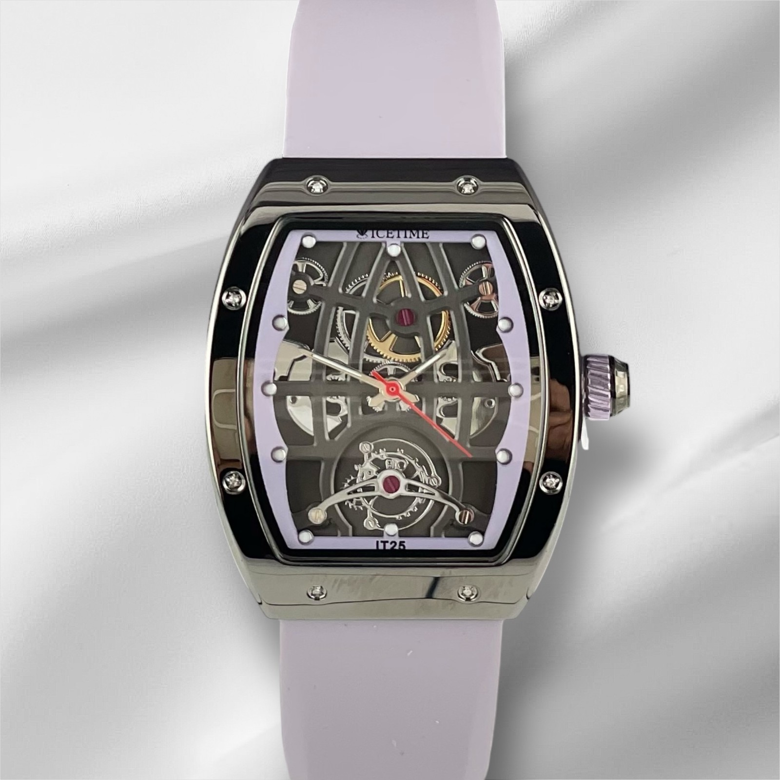 Flash Sale! IceTime 33mm Lavender Dial Steel Ladies Watch 0.10ct Diamonds IT25