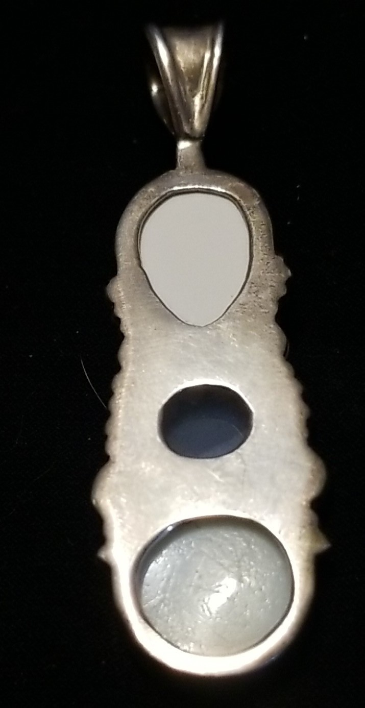 Sajen Silver Sleeping Goddess Pendant, Drusy, Gemstone, Bone, Sterling, 2 Inch