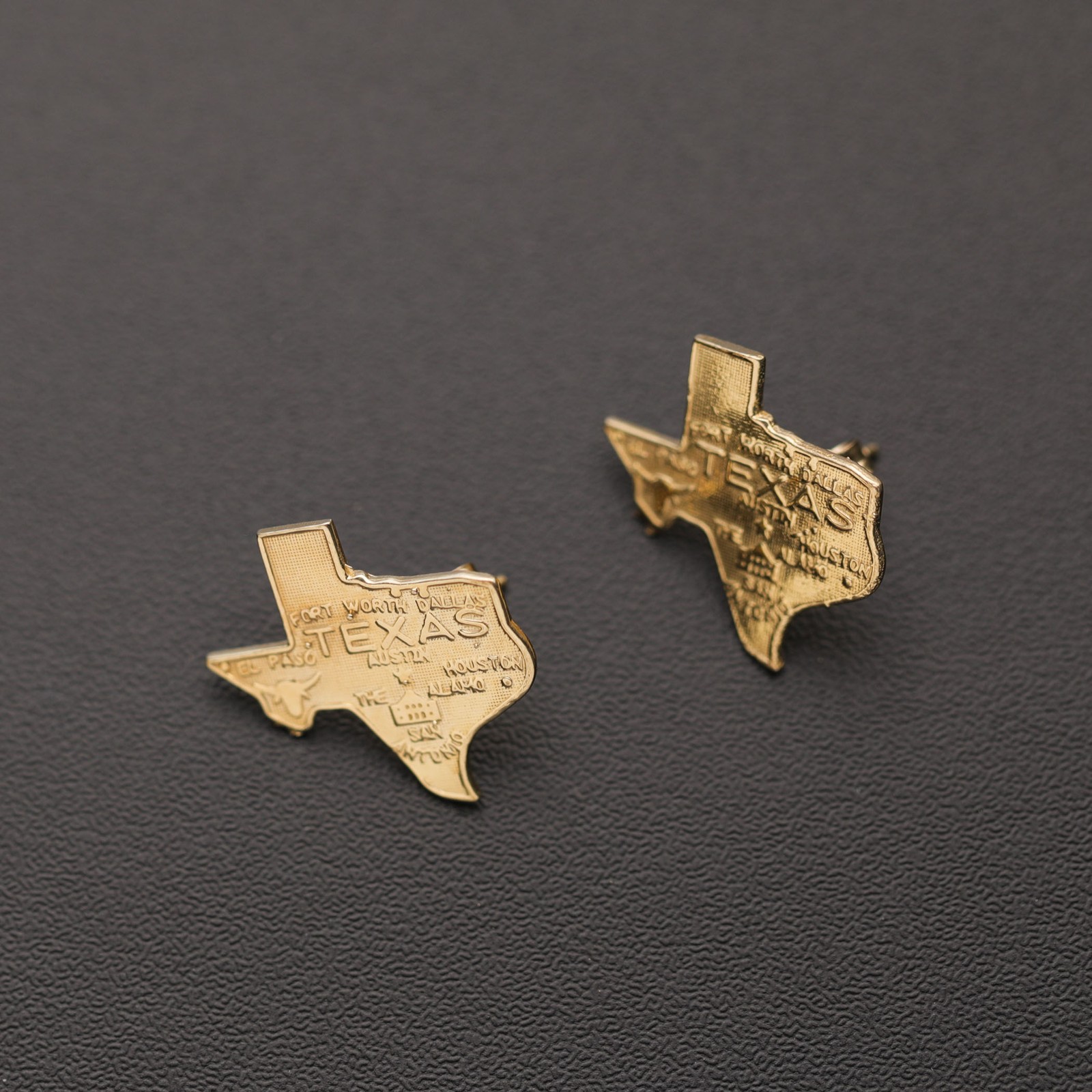 10K Gold Diamond-Cut Map of Texas Stud Earrings Yellow Gold