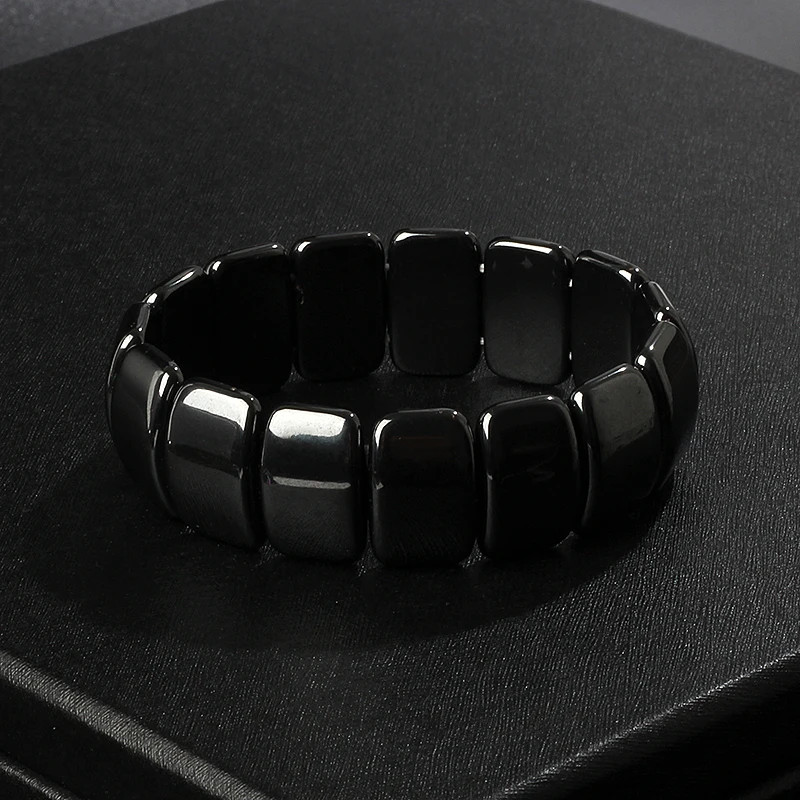 Arrow Hematite Bracelet Beaded Stretch Classic Round Stone Style Men Jewelry