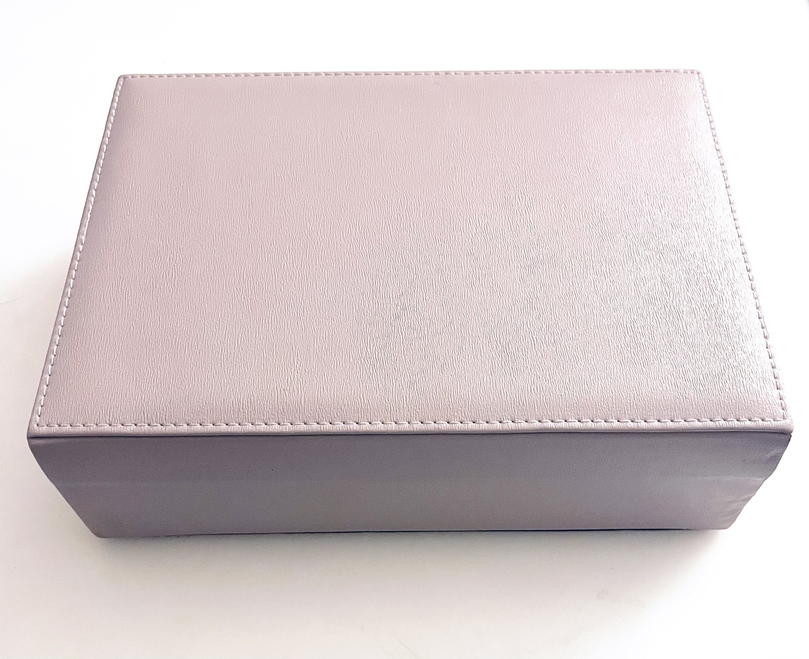 Jewelry Box – 1950’s Style Lavender Faux Leather & Fabric Keepsake 10”x7.5”