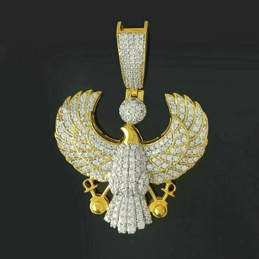 3.9Ct Round Cut Lab Created Diamond Men’s Pendant 14k Yellow Gold Plated Silver