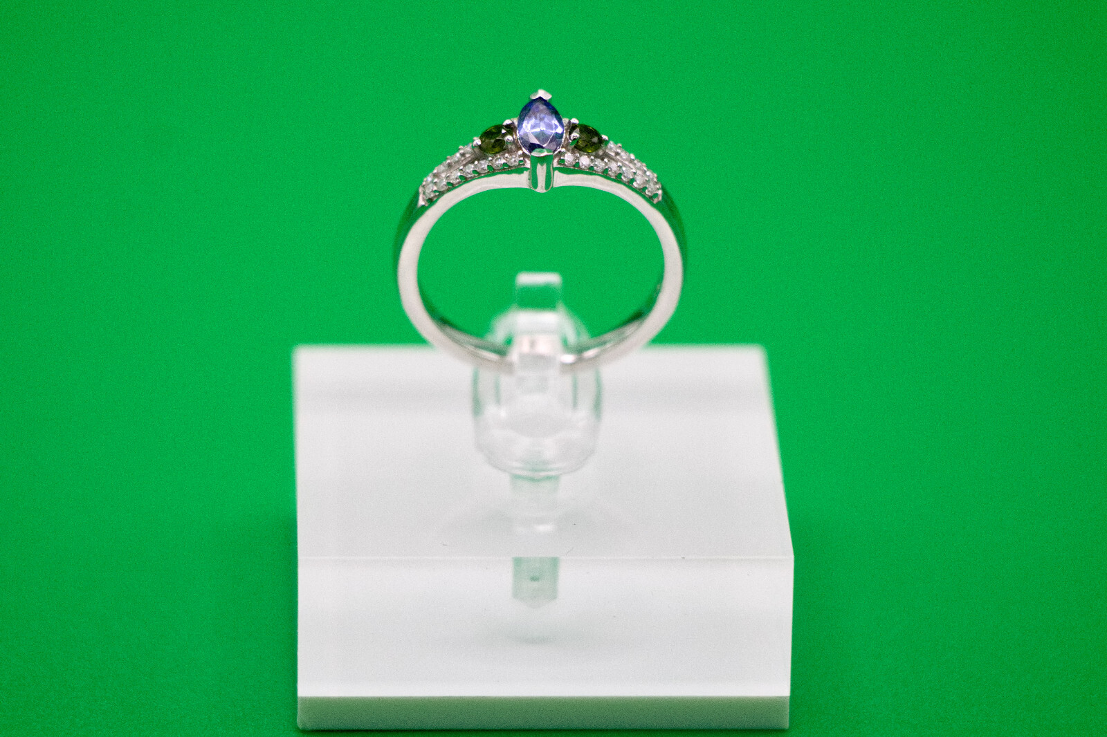 Tanzanites and Multi Gemstone 0.70 ctw Ring in Rhodium Over Sterling Silver Sz 8