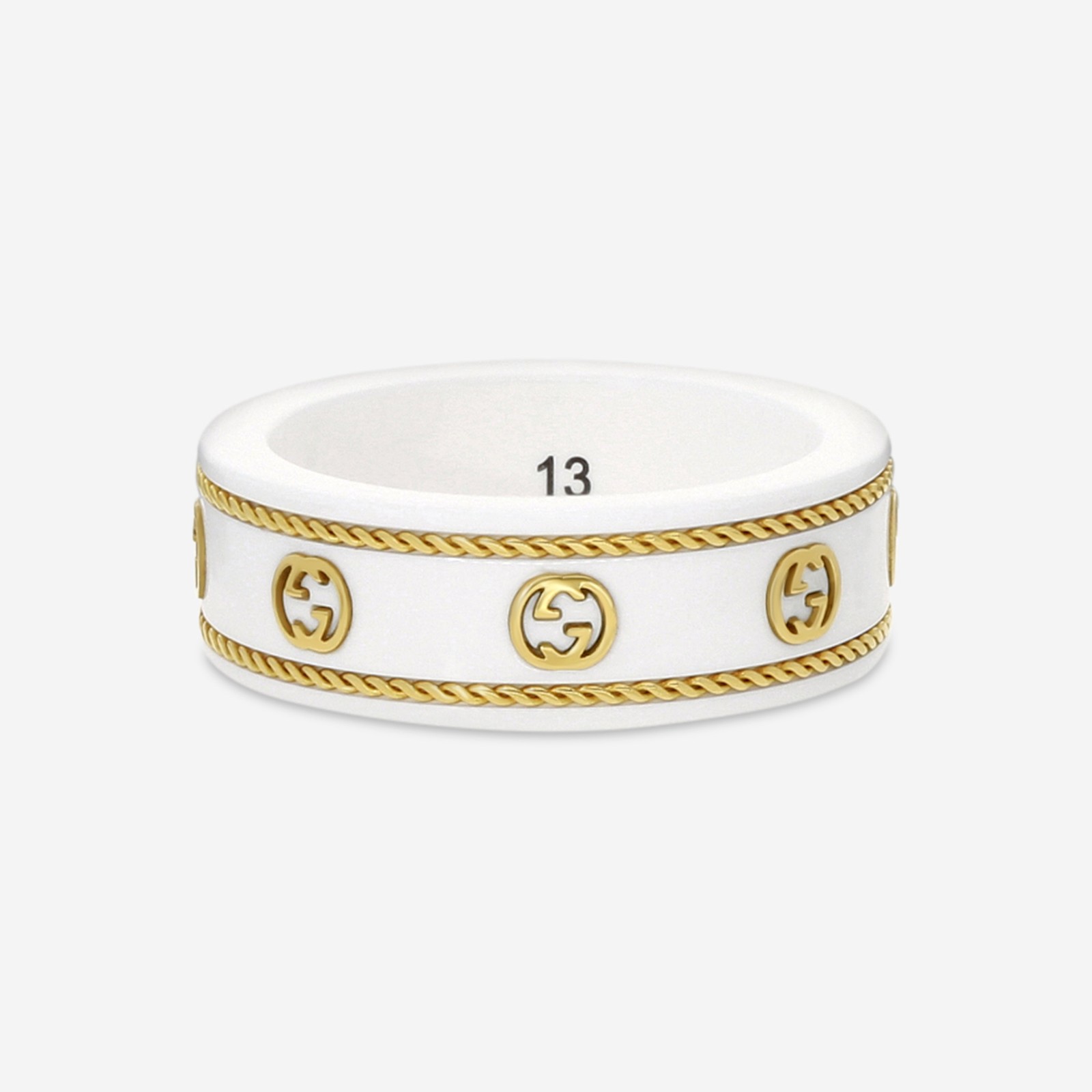 Gucci Icon 18K Yellow Gold and Zirconia Band Ring YBC606826002 MSRP $920