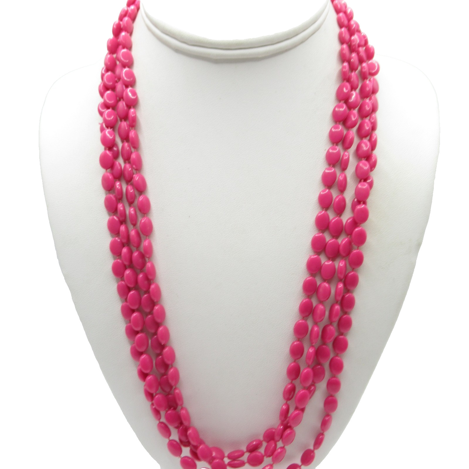 Dark Pink Plastic Vintage Very Long Necklace