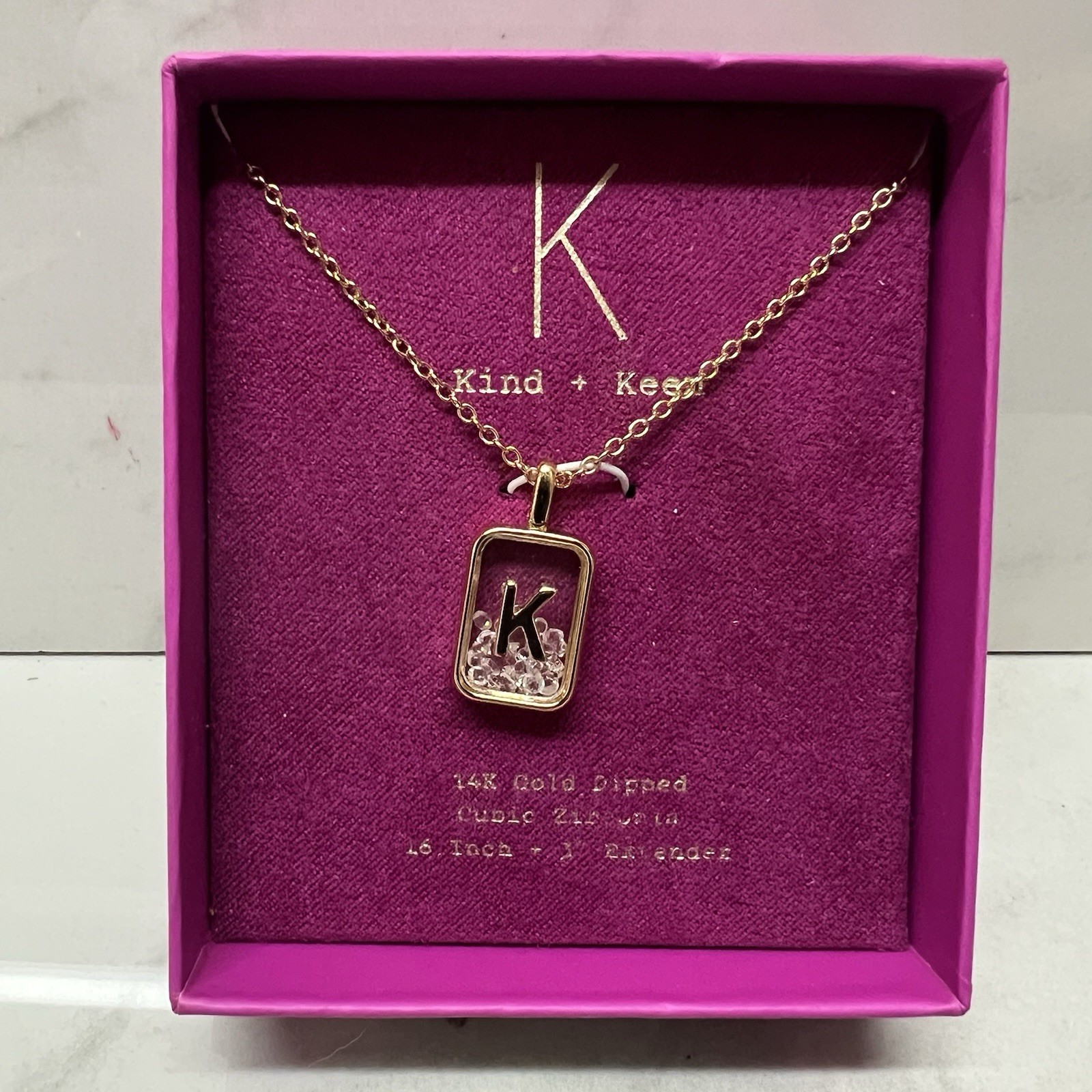 NWT 14k Gold Dip Cubic Zirconia Pierced Initial “K” Shaker Necklace – a New Day