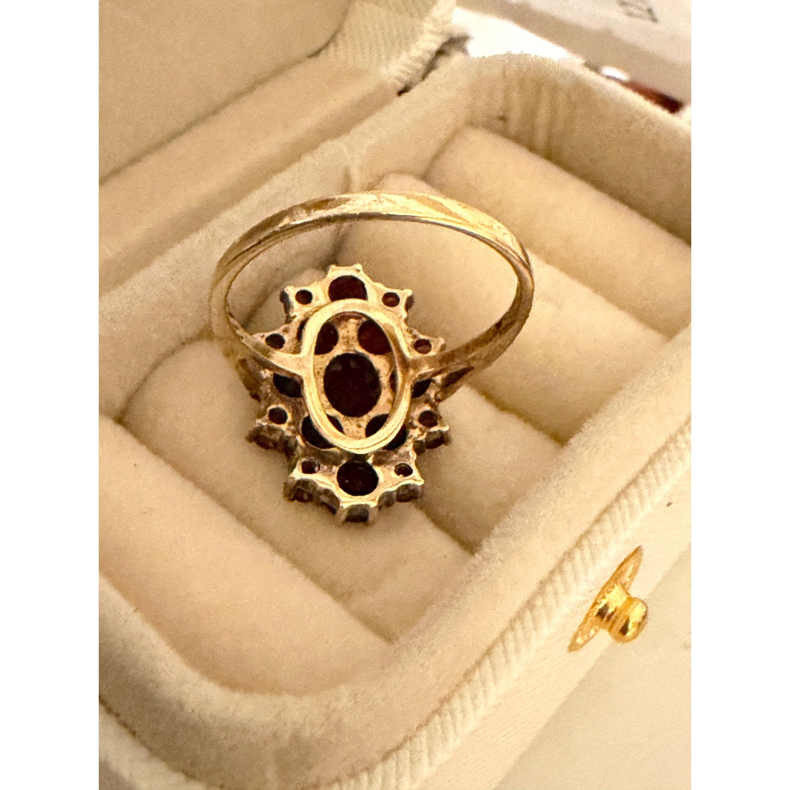 Sterling Gold Vermeil Garnet Cluster Ring Size 7 ACi Red Gemstone Statement