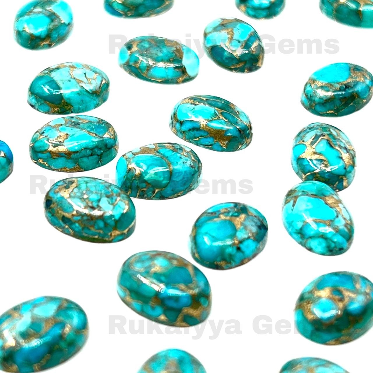 [WHOLESALE] BLUE COPPER TURQUOISE CABOCHON OVAL SHAPE LOOSE GEMSTONE