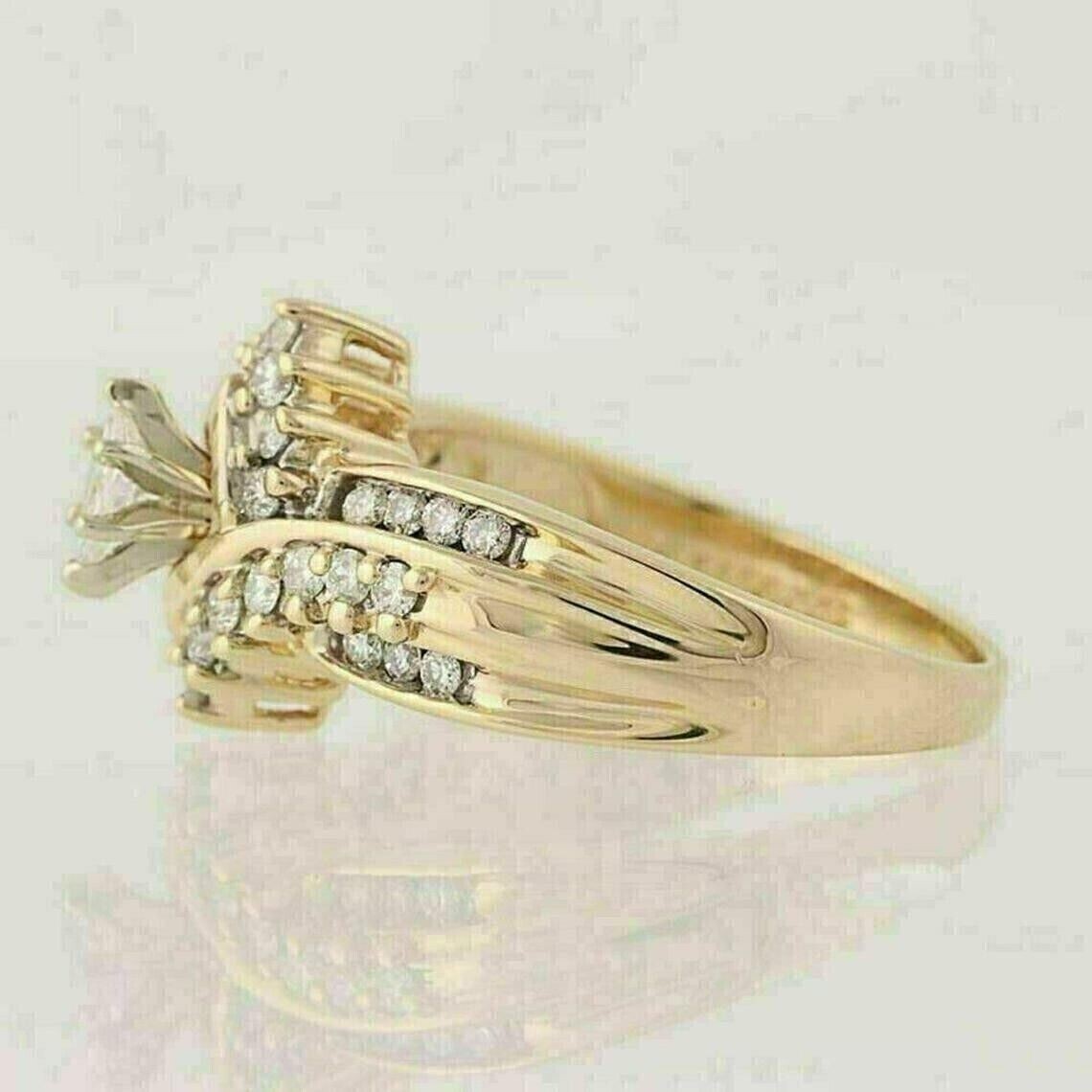 2Ct Marquise Cut Simulated Diamond Engagement Ring 14K Yellow Gold Plated Silver