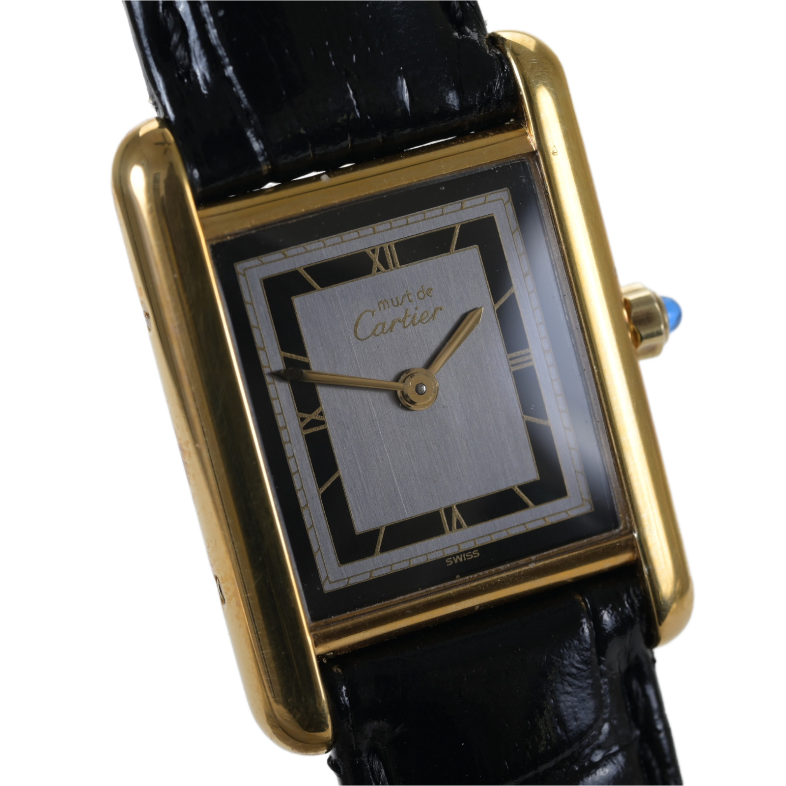 Cartier Must De Cartier Tank Gray & Black Deco Dial Argent 21x28mm Ladies Watch