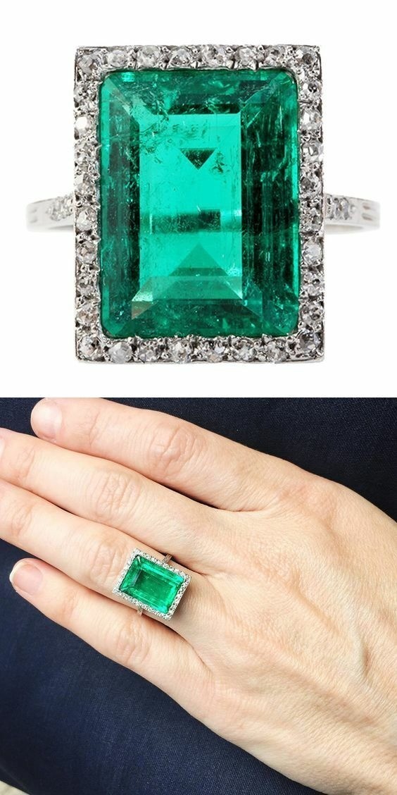 Art Deco Antique 5.80Ct Natural Emerald Vintage Wedding Ring 925 Sterling Silver