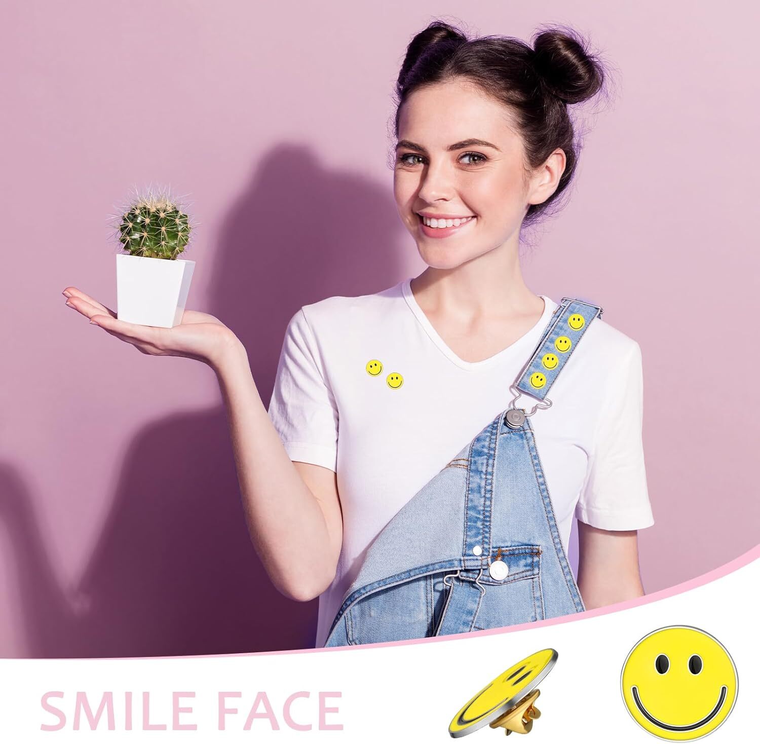60 Pack Happy Face Lapel Pins Bulk Cute Smile Pinback Buttons Funny Teacher Pins