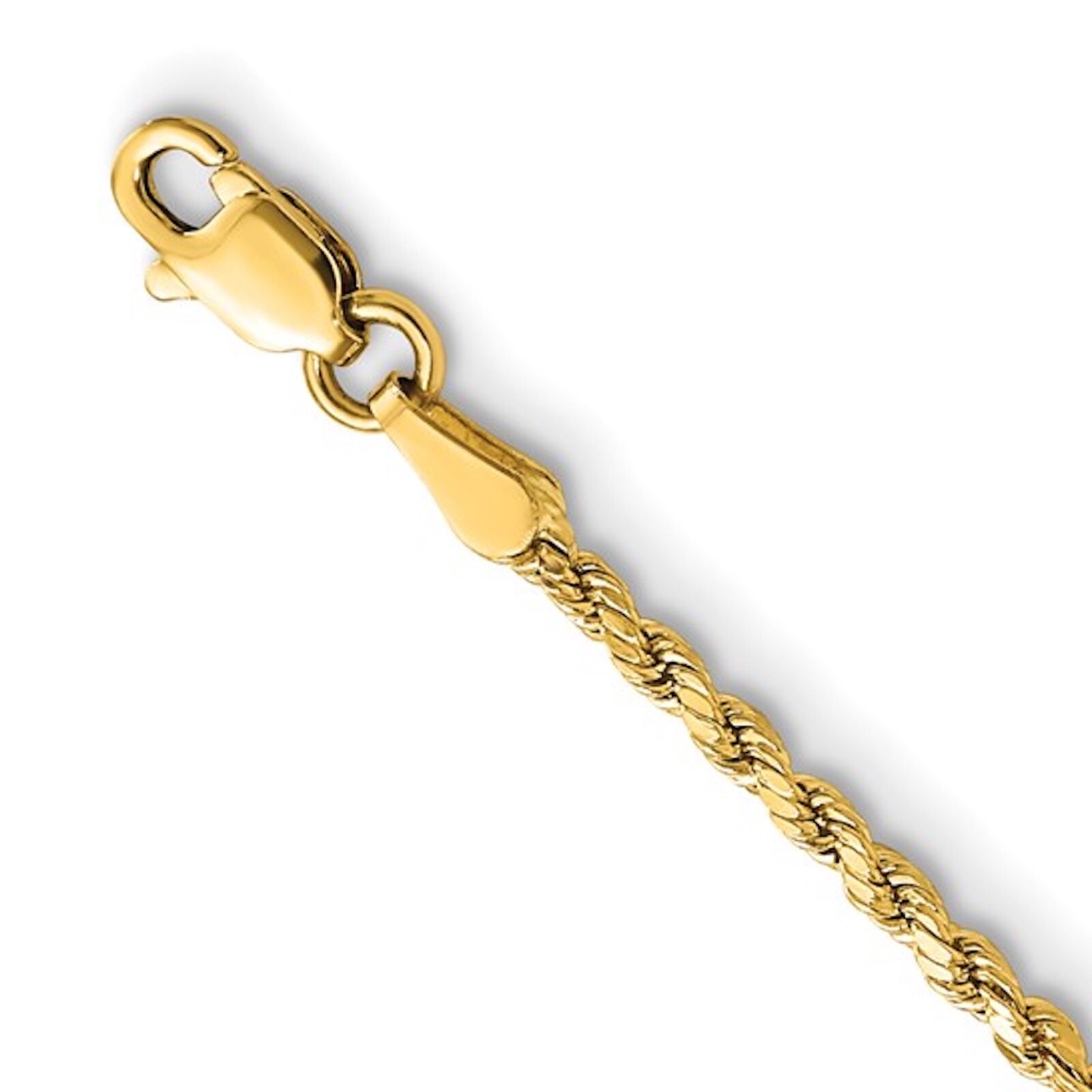 10K Real Gold 2.2mm Rope Chain- 10k Gold Rope Necklace , 10K Unisex Chain- RP040