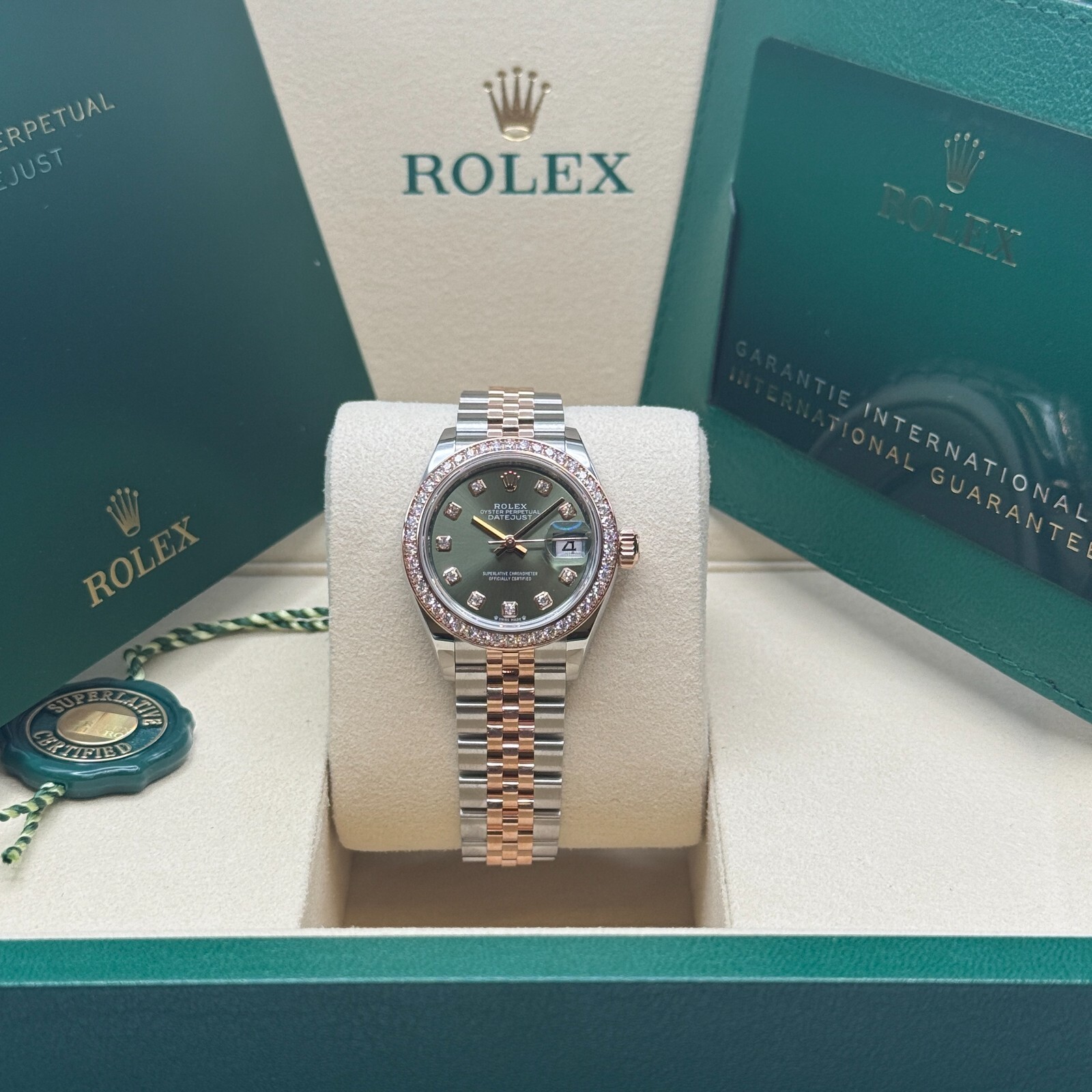 Rolex Lady-Datejust NEW 2025 Olive Green Diamond Dial 279381RBR Jubilee Bracelet